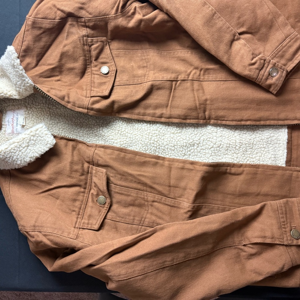 Weatherproof Brown Sherpa-Lined Jacket